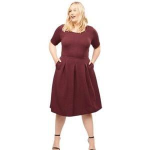 Lane Bryant Burgendy Fit and Flare Dress Size 18/20